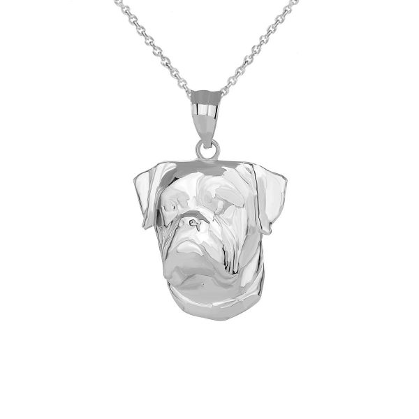 American Bulldog Charm Pendant Necklace in Sterling Silver