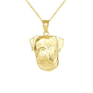 American Bulldog Charm Pendant Necklace in 9ct Gold