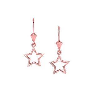 Stencil Star Drop Earrings in 9ct Rose Gold