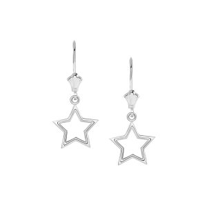 Stencil Star Drop Earrings in Sterling Silver