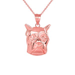 Boxer Close Up Pendant Necklace in 9ct Rose Gold