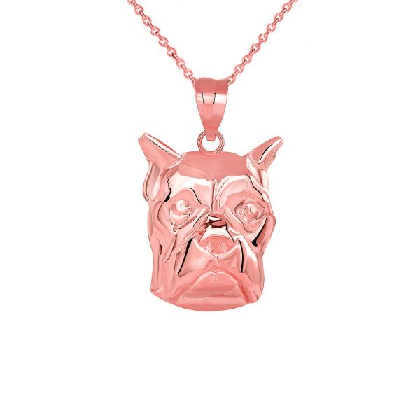 Boxer Close Up Pendant Necklace in 9ct Rose Gold