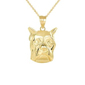 Boxer Close Up Pendant Necklace in 9ct Gold