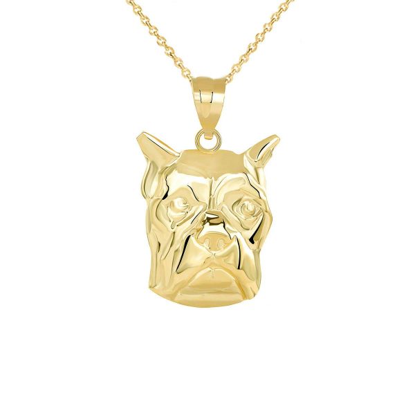 Boxer Close Up Pendant Necklace in 9ct Gold