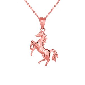 Bucking Horse Pendant Necklace in 9ct Rose Gold