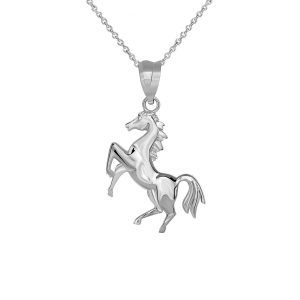 Bucking Horse Pendant Necklace in Sterling Silver