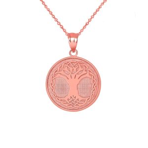 Tree of Life Medallion Pendant Necklace in 9ct Rose Gold