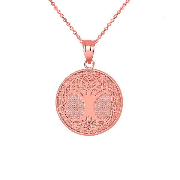 Tree of Life Medallion Pendant Necklace in 9ct Rose Gold