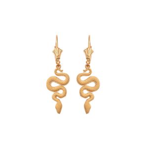 Textured Snake Drop Earrings in 9ct Gold