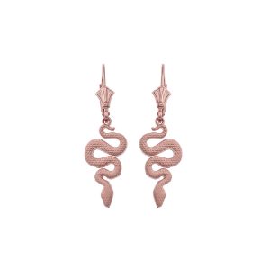 Textured Snake Drop Earrings in 9ct Rose Gold