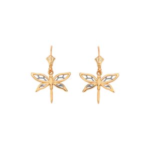 Adorable Dragonfly Earrings in 9ct Two-Tone Gold