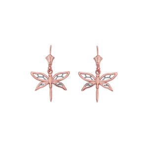 Adorable Dragonfly Earrings in 9ct Two-Tone Gold