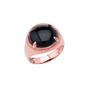 Men's Black Onyx Stellar Ring in 9ct Rose Gold