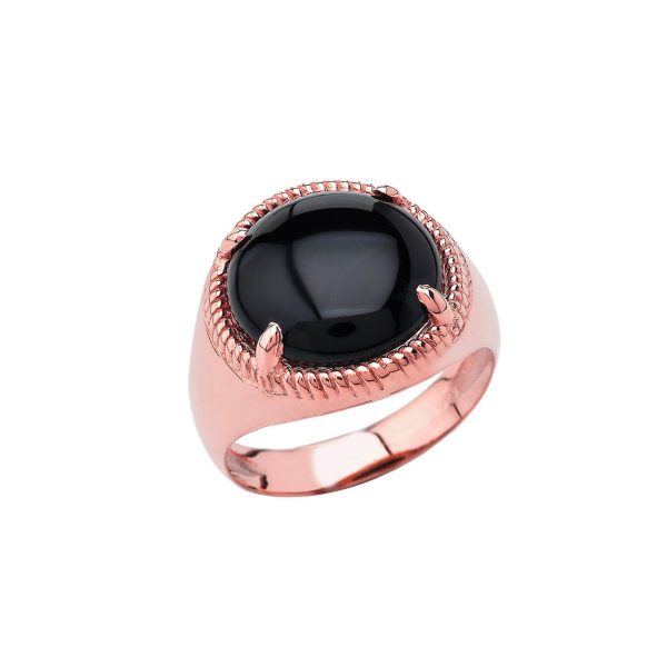 Men's Black Onyx Stellar Ring in 9ct Rose Gold