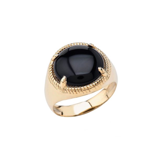 Men's Black Onyx Stellar Ring in 9ct Gold