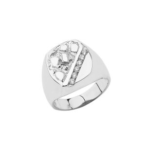 Men's CZ Nugget Ring in Sterling Silver