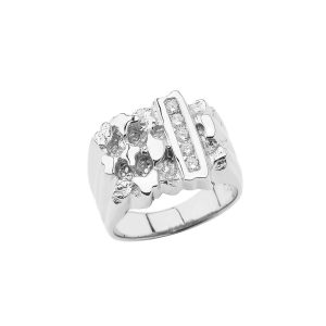 Men's Diamond Nugget Ring in Sterling Silver