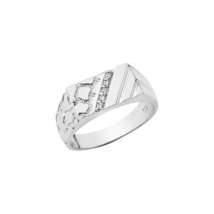 CZ Nugget Ring in 9ct White Gold