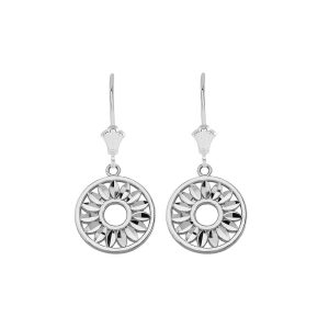 Circular Boho Drop Earrings in 9ct White Gold