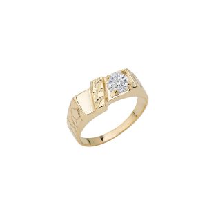 Men's CZ Pinky Nugget Ring in 9ct Gold