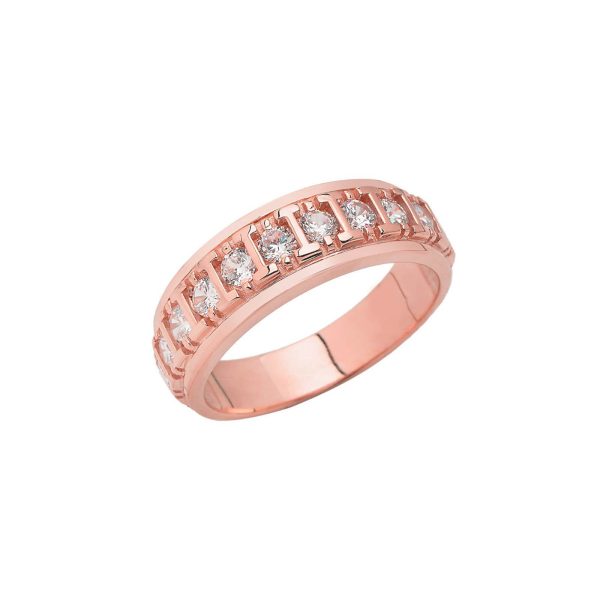 Men's CZ Framed Embellished Ring in 9ct Rose Gold