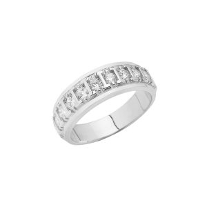 Men's CZ Framed Embellished Wedding Ring in Sterling Silver