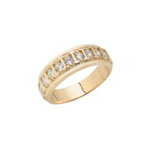 Men's CZ Framed Embellished Ring in 9ct Gold