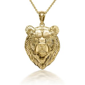 Men's Bear Pendant Necklace in 9ct Gold