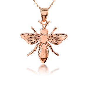 Bee Pendant Necklace in 9ct Rose Gold