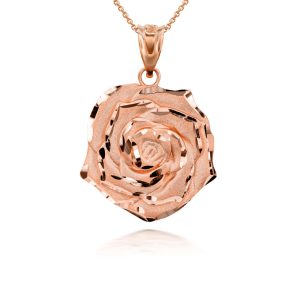 3D Rose Pendant Necklace in 9ct Rose Gold