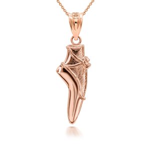 3D Ballet Shoe Pendant Necklace in 9ct Rose Gold