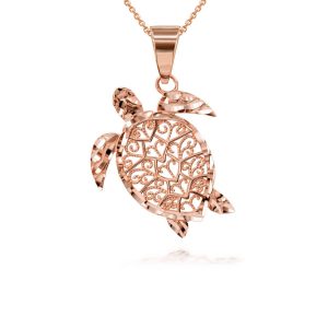 Turtle Pendant Necklace in 9ct Rose Gold