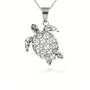 Turtle Pendant Necklace in Sterling Silver