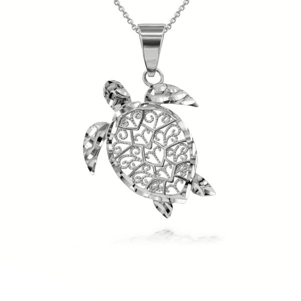 Turtle Pendant Necklace in Sterling Silver