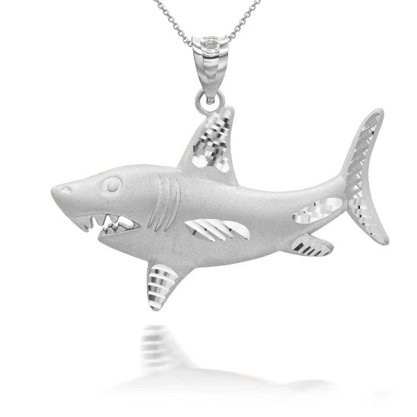 Swimming Shark Pendant Necklace in Sterling Silver