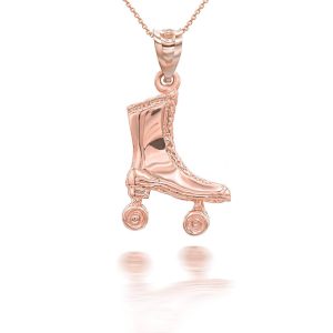 3D Roller Skates Pendant Necklace in 9ct Rose Gold