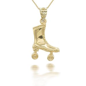 3D Roller Skates Pendant Necklace in 9ct Gold