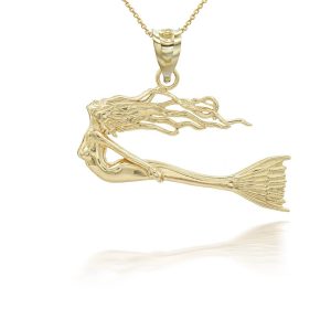 Swimming Mermaid Pendant Necklace in 9ct Gold