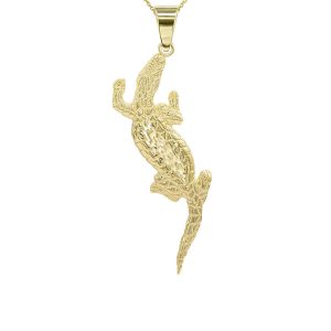 Men's Detailed Alligator Pendant Necklace in 9ct Gold