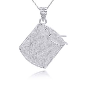 Men's Sleek Drumstick Pendant Necklace in 9ct White Gold