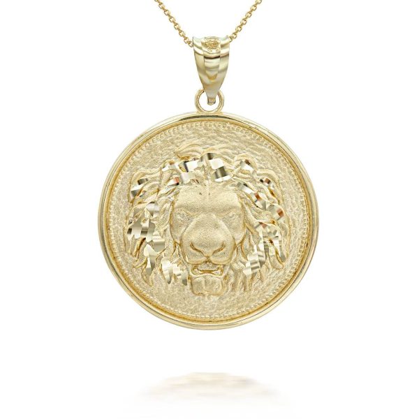 Men's Lion Medallion Pendant Necklace in 9ct Gold