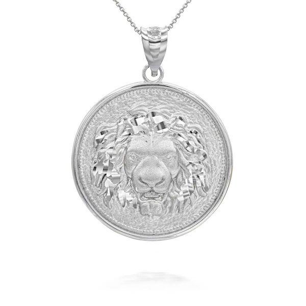 Men's Lion Medallion Pendant Necklace in Sterling Silver