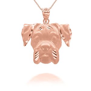 Boxer Close Up Pendant Necklace in 9ct Rose Gold