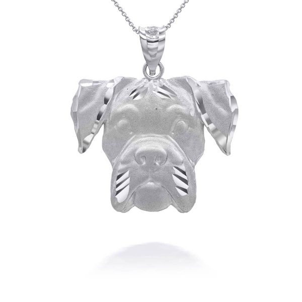 Boxer Close Up Pendant Necklace in Sterling Silver