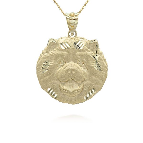 Chow Chow Close Up Pendant Necklace in 9ct Gold