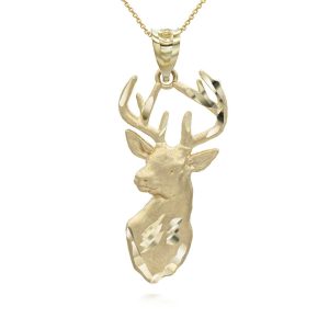 Sleek Stag Pendant Necklace in 9ct Gold