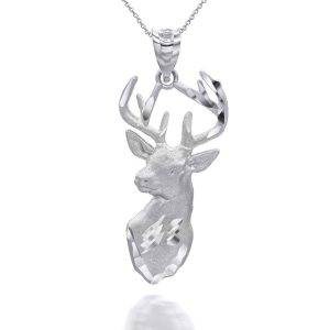 Men's Sleek Stag Pendant Necklace in Sterling Silver