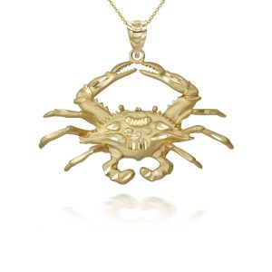 Men's Detailed Crab Pendant Necklace in 9ct Gold