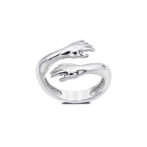 Hugging Hands Ring in Sterling Silver