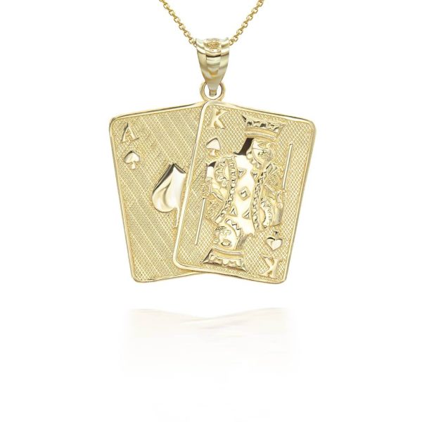 Men's Playing Cards Pendant Necklace in 9ct Gold